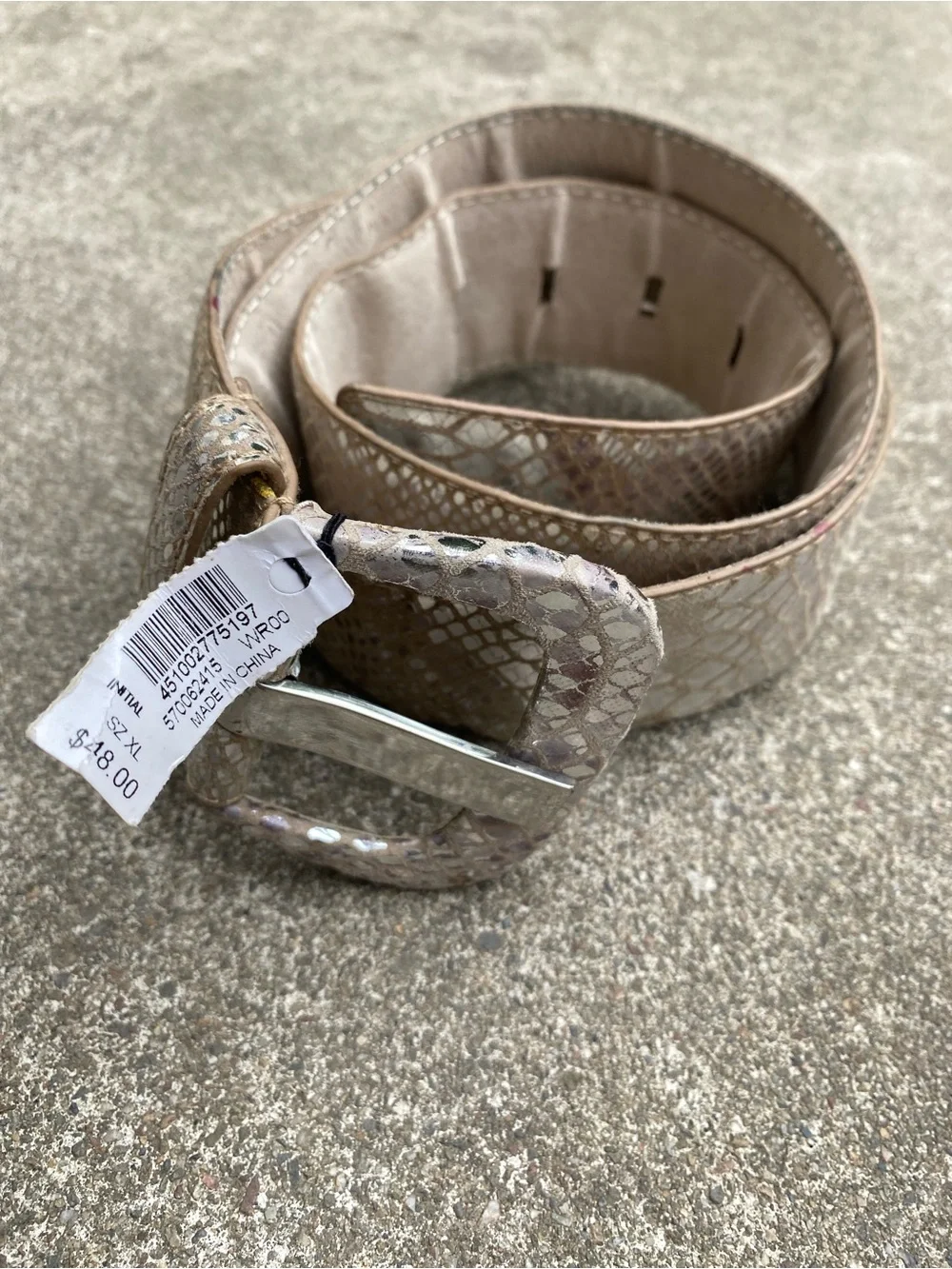 White House Black Market Metallic Faux Snakeskin Wide Waist Belt